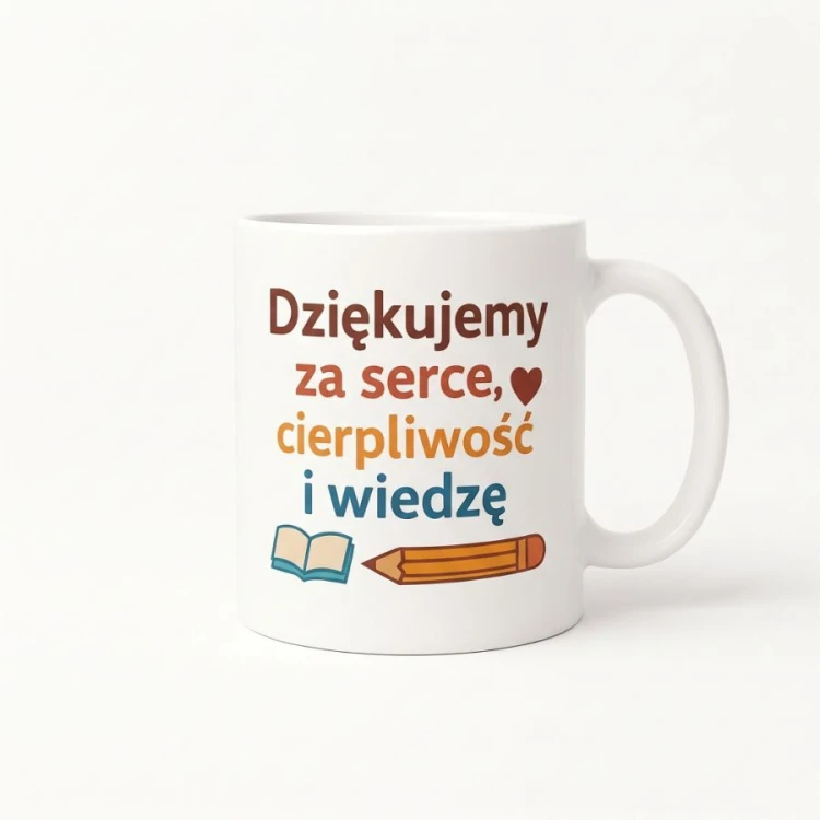 Biały kubek 330 ml z podziękowaniem dla nauczyciela